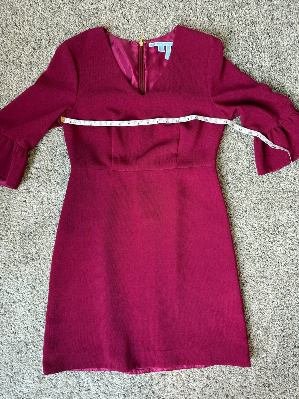 Draper James Raspberry V-Neck Ruffle Sleeve Dress - Picture 8 of 12
